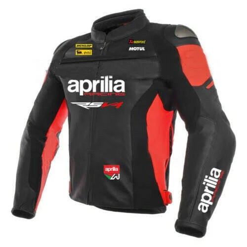 Men's Aprilia Rsv4 Leather Motorcycle Jacket Red