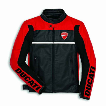Men's Ducati Corse Motorcycle Leather Biker Jacket