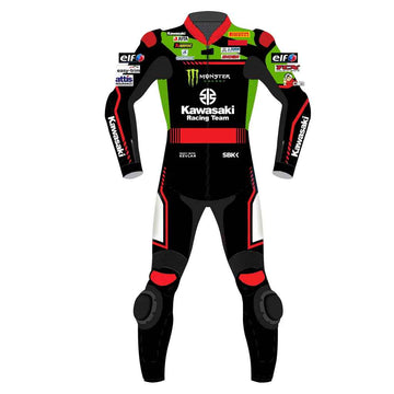 Men's Kawasaki Monster Energy Motorbike Racing Leather Suit