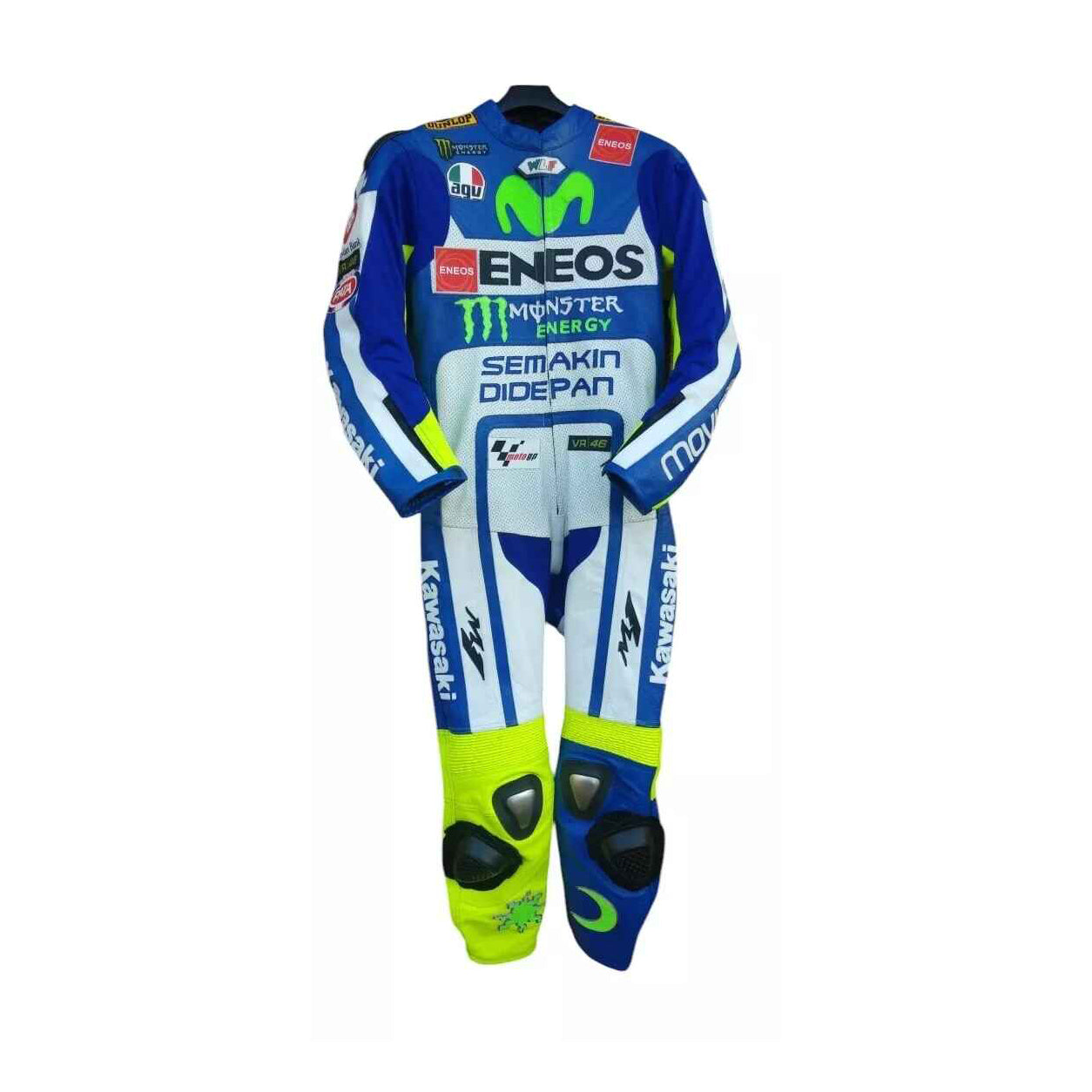 Men's Kawasaki Movistar Monster Energy Motorbike Racing Leather Suit