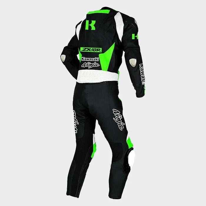 Men's Kawasaki Ninja Motorbike Cowhide Racing Leather Suit