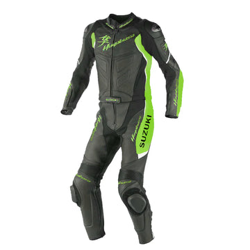 Men's SUZUKI HAYABUSA 2021 MOTOGP 1 PIECE MOTORBIKE RACING LEATHER SUIT - Green