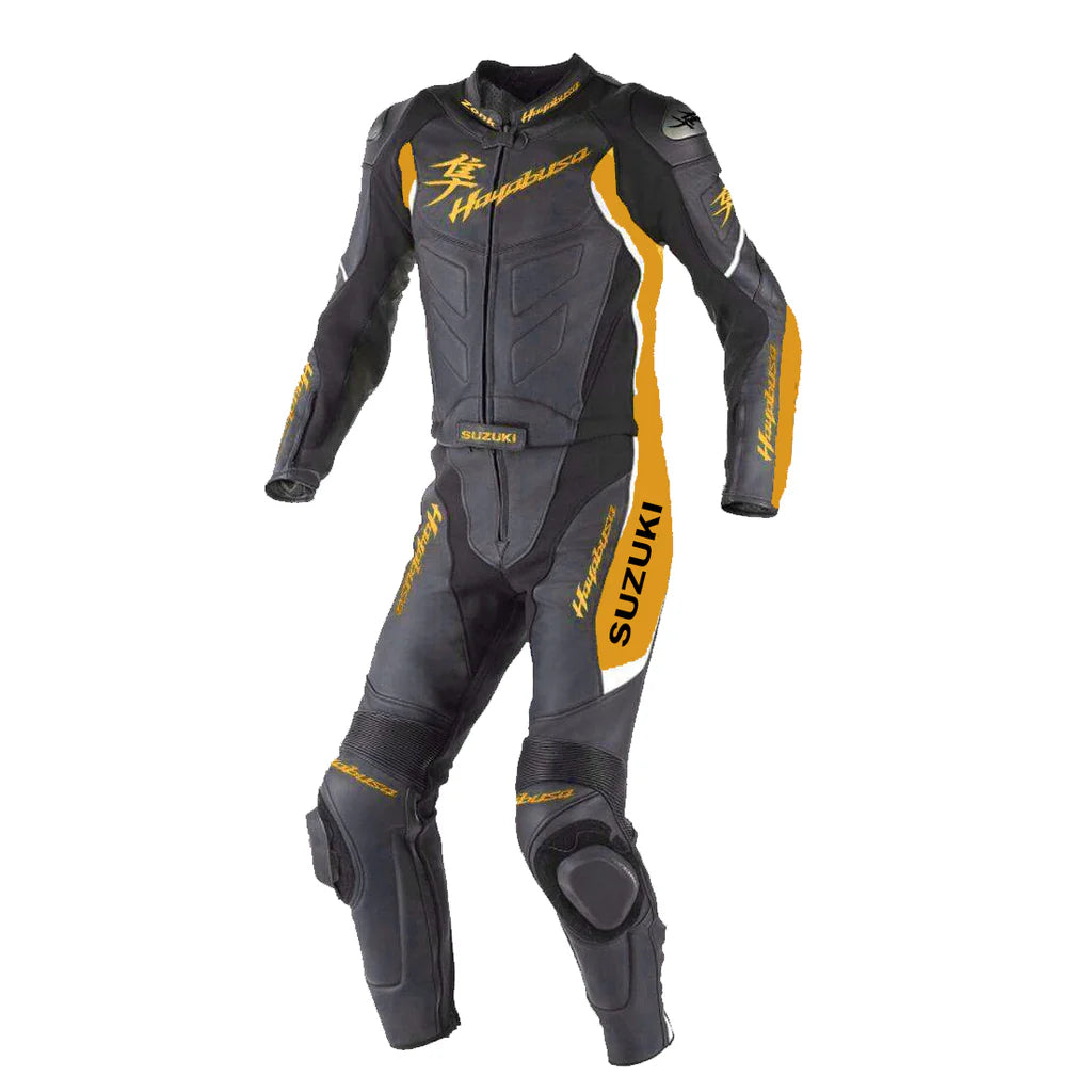 Men's SUZUKI HAYABUSA 2021 MOTOGP 1 PIECE MOTORBIKE RACING LEATHER SUIT - Green