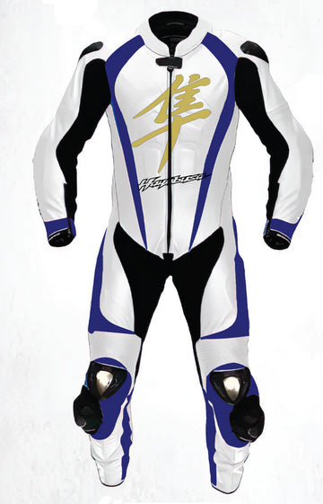 Men's SUZUKI HAYABUSA MEN MOTORBIKE MOTORCYCLE LEATHER RACING SUIT WHITE / BLUE COLOR