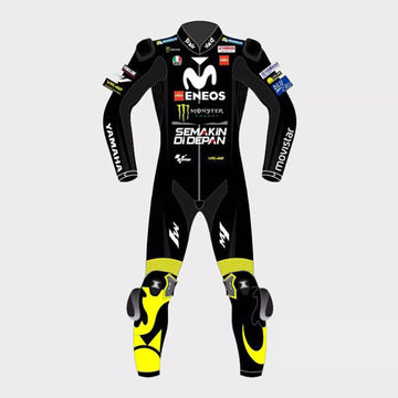 Men's Valentino Rossi Movistar Yamaha 1 Piece Genuine Cowhide Leather Suit