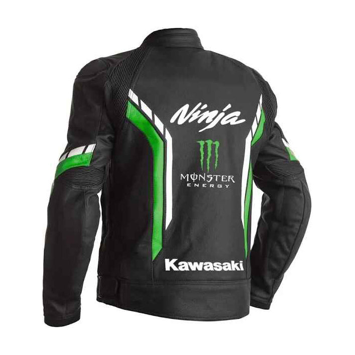 Men's Black Kawasaki Motorbike Leather Racing Jacket
