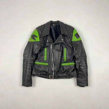 Women's Black Kawasaki Motorbike Leather Biker Jacket